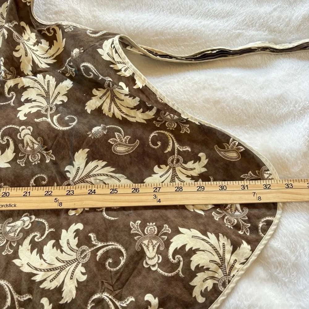 Vintage 50s Single Stitch Women’s Kitchen Apron Brown Floral Print Front Pocket